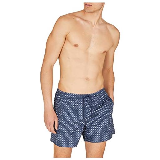 Emporio Armani men's micropattern boxer short costume da bagno, navy micro pattern, 48 uomini
