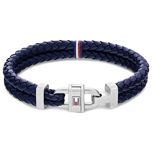 Tommy Hilfiger jewelry braccialetto da uomo in pelle blu - 2790362