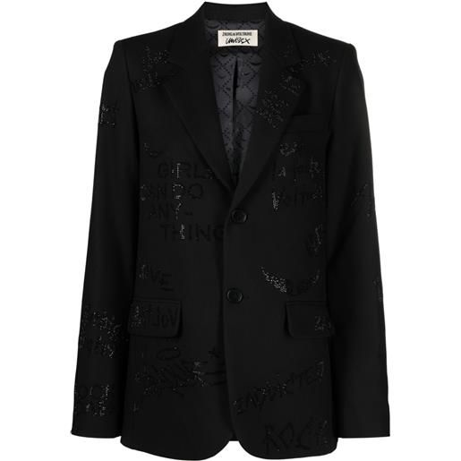 Zadig&Voltaire blazer monopetto con strass - nero