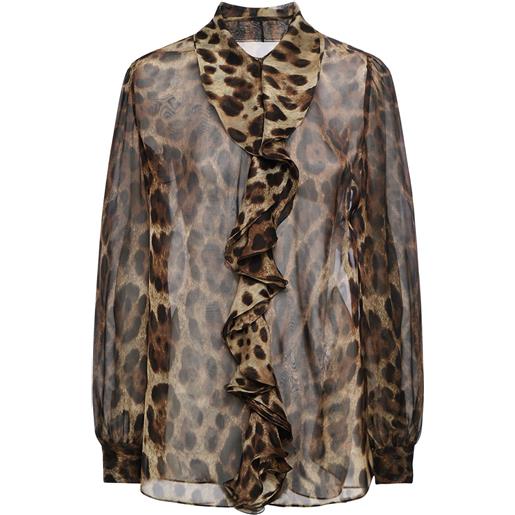 DOLCE & GABBANA camicia in chiffon di seta leopard