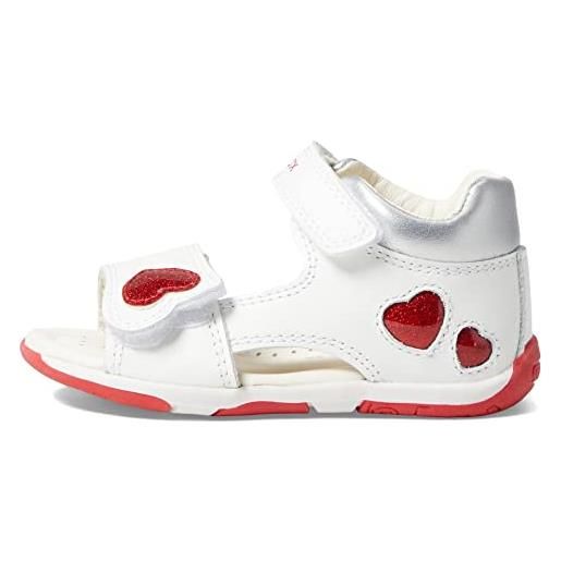 Geox b sandal tapuz girl, sandali bimba 0-24, bianco rosso, 19 eu