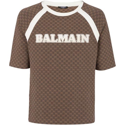 Balmain t-shirt con stampa monogramma - marrone