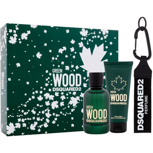 Dsquared² green wood - edt 100 ml + gel doccia 100 ml + portachiavi