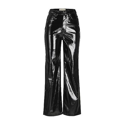 JACK & JONES jjxx jxkenya hw straight faux leat pants noos pantaloni, nero (black/white), l donna