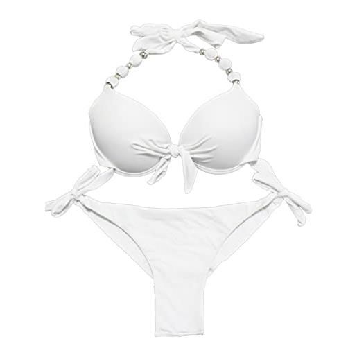 EONAR bikini set push up da donna con ferretto laterale con slip brasiliano bikini bottom due pezzi bikini coordinati(l, white)