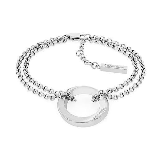 Calvin Klein braccialetto a catena da donna collezione twisted ring in acciaio inossidabile - 35000336