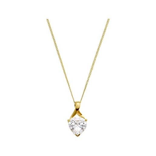 Amor collana con ciondolo da donna, con zirconi sintetici, 42 cm, oro, cuore, fornita in confezione regalo di gioielleria, 2014209