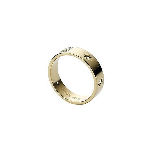Fossil anello da donna, sutton shine bright, acciaio inossidabile, tonalità oro, jf03874710