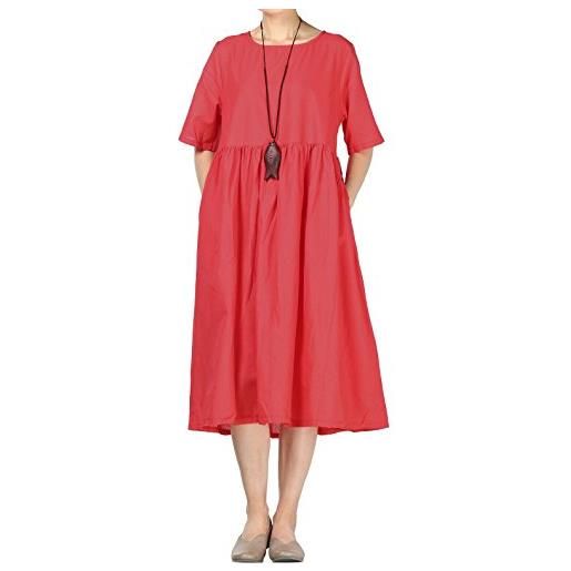 FTCayanz mallimoda donna estate vestito scollo rotondo manica corta lungo abito rosso xl