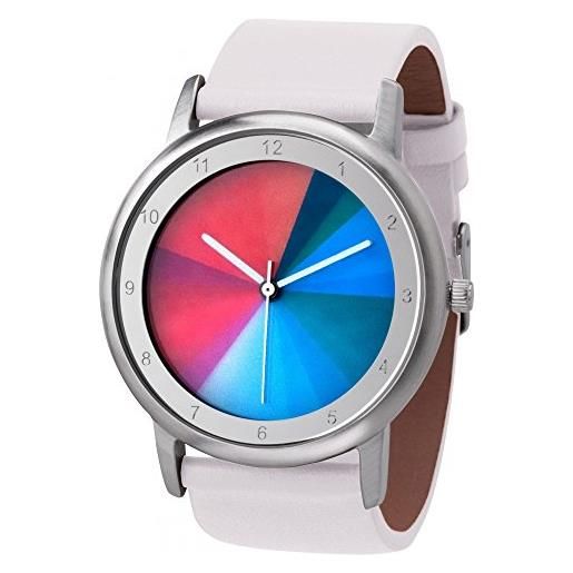 Rainbow e-motion of colors avantgardia segments - orologio da polso in pelle bianca (nuovo design)