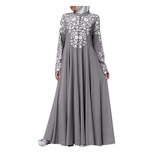 Generic 2023 nuovo - abaya muslim jilbab abito da donna con cuciture maxi abito islamico in pizzo arabo caftano abito da donna abiti da pasqua da donna, grigio, xxxl