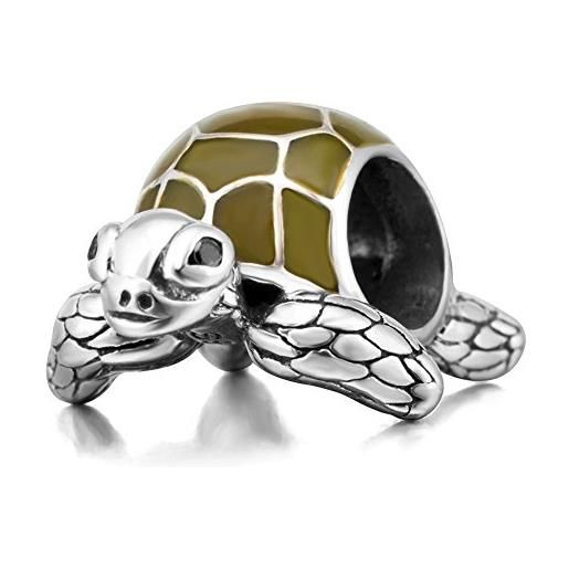 YiRong Jewelry charm a forma di tartaruga marina, in argento sterling 925, con ciondolo a forma di tartaruga, per braccialetti pandora (a)