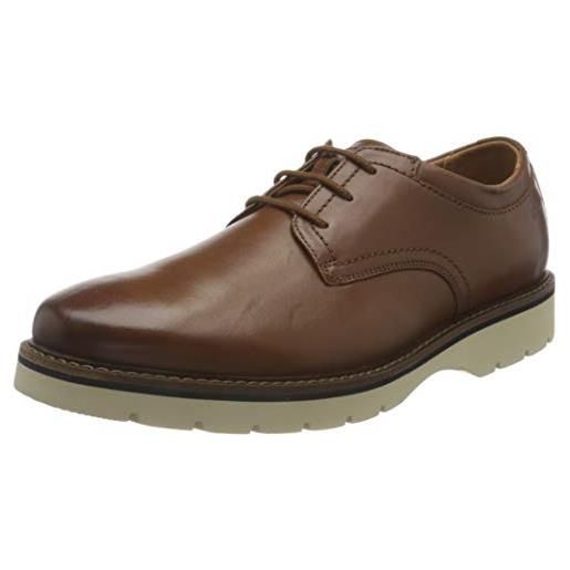 Clarks bayhill plain, scarpe con lacci uomo, tan leather, 41.5 eu
