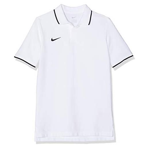 Nike team club19 ss, polo a maniche corte unisex-adulto, white/black, m