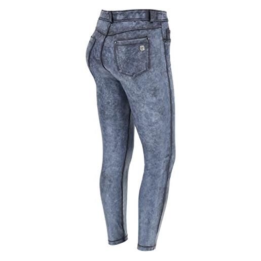 FREDDY - pantaloni black skinny in similpelle effetto used, donna, azzurro, small
