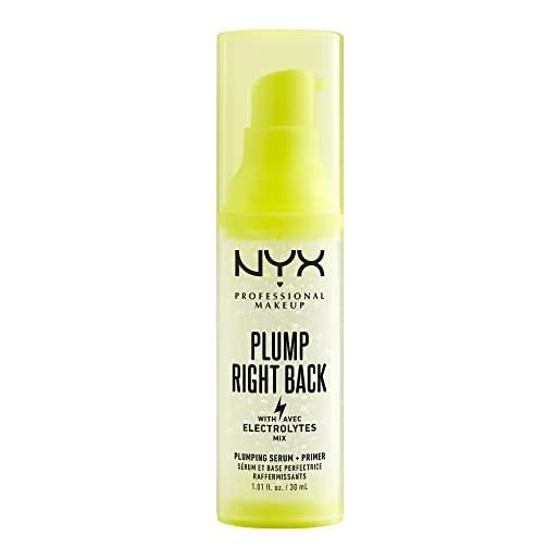 Nyx professional makeup plump right back primer & siero, con elettroliti, formula vegana, 30ml