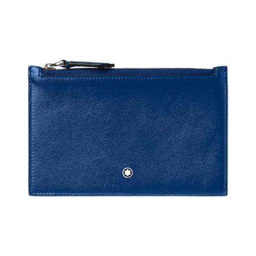 Montblanc porta carte con cerniera in pelle di colore blu, dimensioni: 15 x 10 x 0,5 cm, 130453, blu, 15 cm, moderno