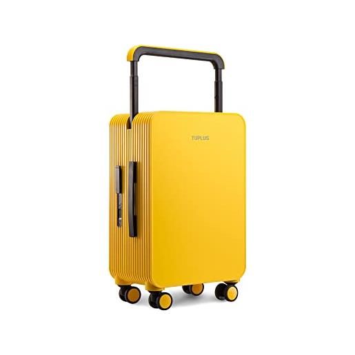 TUPLUS valigia bagaglio a guscio rigido in abs con 4 ruote girevoli custodia da viaggio per il check-in con lucchetto tsa, serie balance(giallo, 66.5×43×25.5cm，62l)