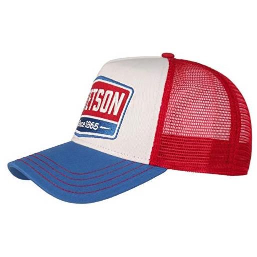 Stetson cappellino trucker highway donna/uomo - mesh cap berretto baseball snapback snapback, con visiera estate/inverno - taglia unica blu-rosso