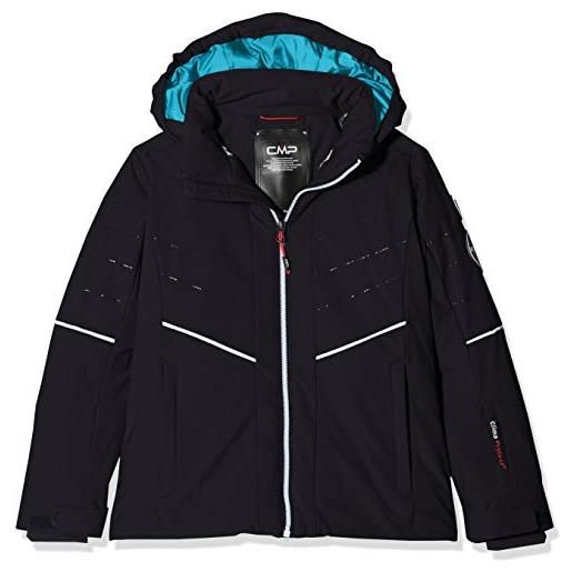 CMP - giacca da sci in light softshell da bambini con cappuccio removibile, black blue, 116