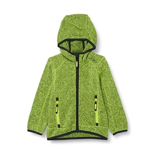 CMP knit tech mélange fleece jacket with hood, boy, acido-antracite, 116