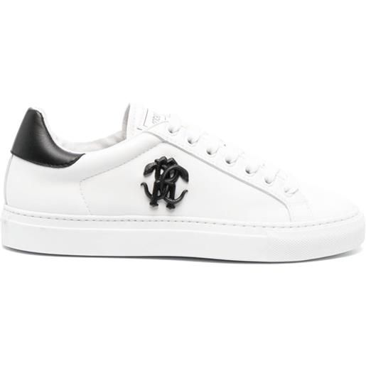 Roberto Cavalli sneakers con placca logo - bianco