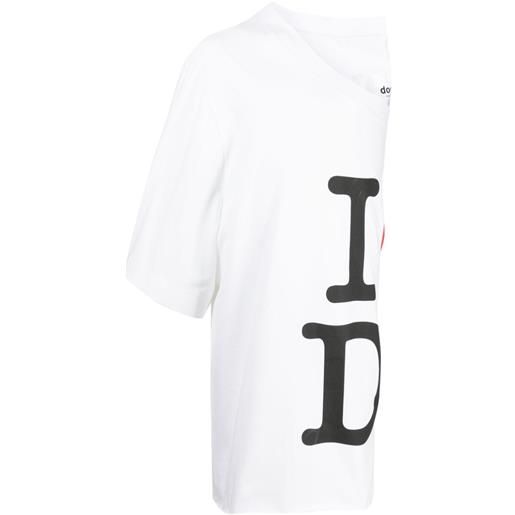 Doublet t-shirt monospalla con stampa grafica - bianco