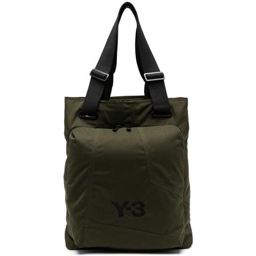 Y-3 borsa tote con zip - verde