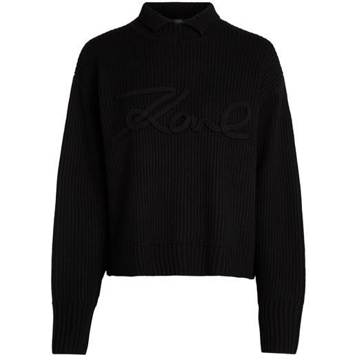 Karl Lagerfeld maglione con applicazione - nero