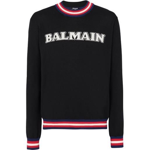 Balmain maglione con logo jacquard - nero