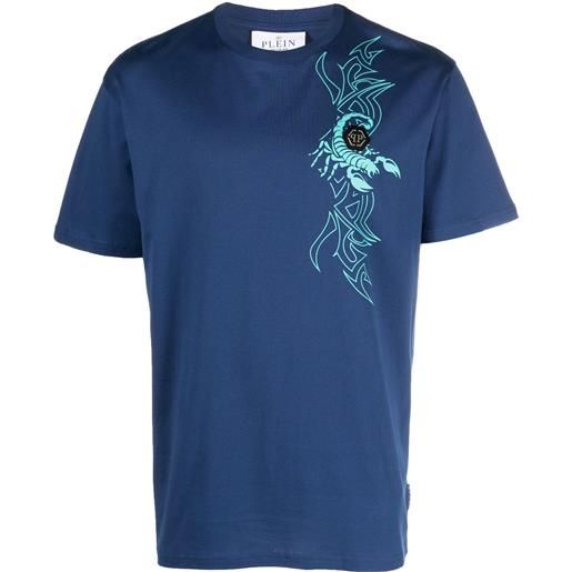Philipp Plein t-shirt ss chrome con stampa - blu