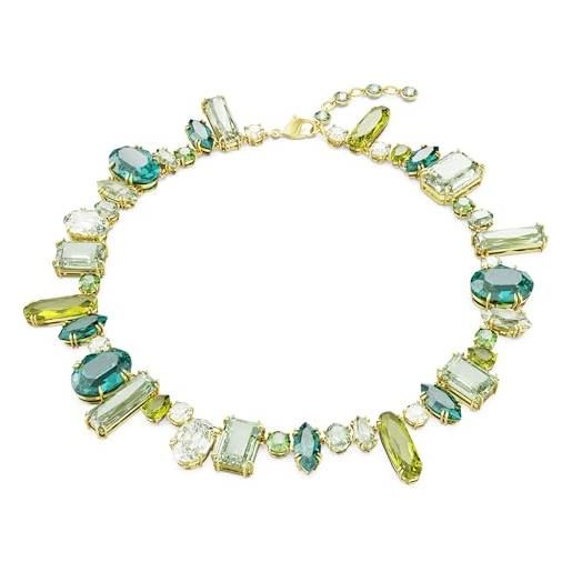 Swarovski gema collana girocollo, con cristalliSwarovski a taglio misto, chiusura a moschettone, placcatura in tonalità oro, verde