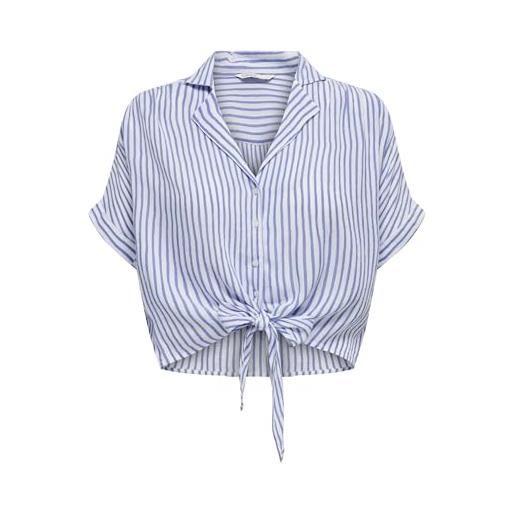 Only onlpaula life s/s tie shirt wvn noos, camicia donna, bianco, l