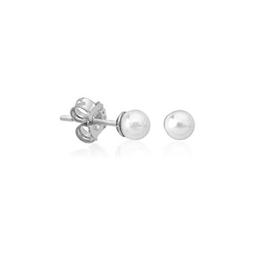 Majorica - orecchini cies con perla bianca - elaborati in argento rodiato - perle tonde da 4 mm - chiusura a perno - ideale da sfoggiare insieme o da abbinare - gioielli da donna