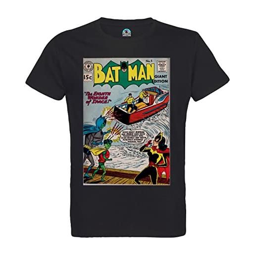 French Unicorn t-shirt uomo girocollo cotone bio batman marvel copertina fumetti super hero vintage, nero , l