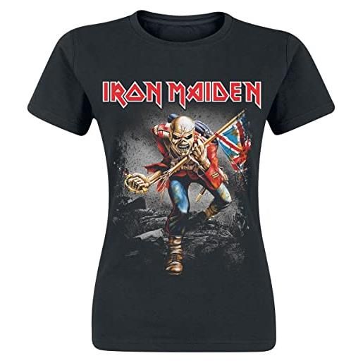 Iron Maiden vintage trooper donna t-shirt nero l 100% cotone regular