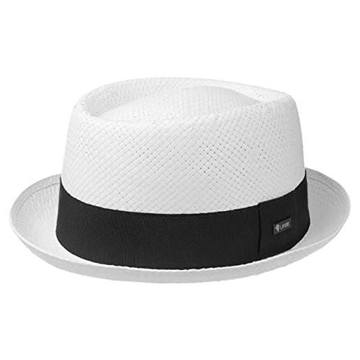 LIPODO cappello paglia acapulco white donna/uomo - made in italy estivo di da sole con nastro grosgrain primavera/estate - xl (60-61 cm) bianco