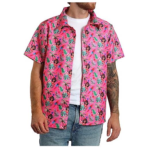 I LOVE FANCY DRESS LTD costume camicia hawaiian da uomo - camicia aloha rosa con stampa palma - adulti estate borse da festa in spiaggia costume da surfer vacanza luau tiki (xx-large)