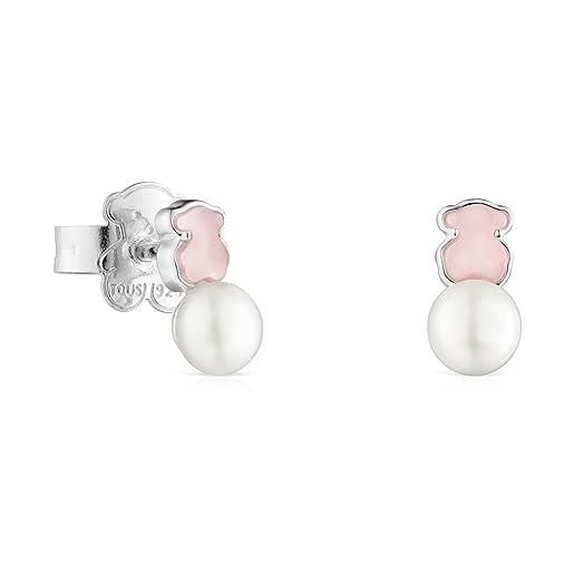 TOUS mini colore - orecchini in argento con quarzite rosa e perla