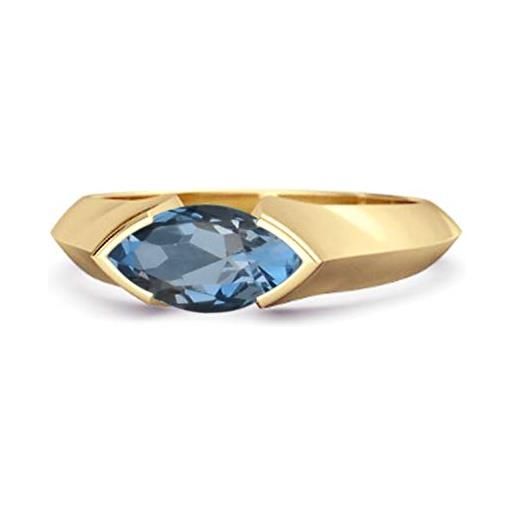 Shine Jewel multi scelta tua pietra preziosa 0,25 ctw marchesa 925 sterlina anello di fidanzamento placcato oro giallo argento (11, londra-blu-topazio)