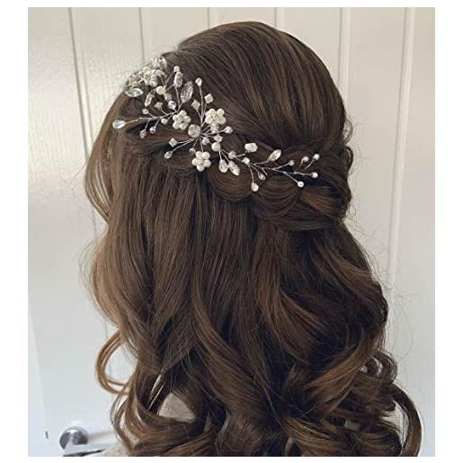 Unicra cerchietto per capelli da sposa in argento con cristalli, accessorio per capelli da donna