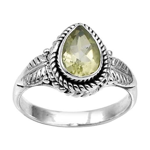 Silver Palace anello in argento sterling 925 con ametista verde naturale e foglia di ametista per donne e ragazze, metallo pietra preziosa, prasiolite-quarzo