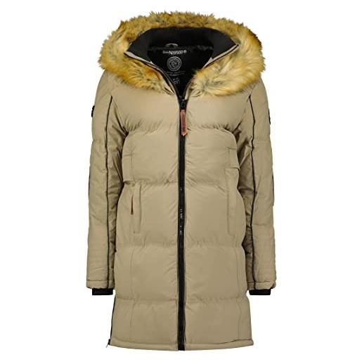 Geographical Norway beautiful lady distribrands - parka caldo da donna - cappotto cappuccio di pelliccia finta - giacca a vento invernale - giacca lunga fodera - regalo donna (nero l)
