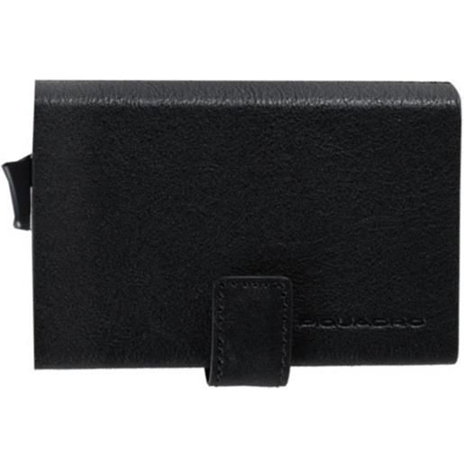 Piquadro black square compact wallet doppio, pelle nero