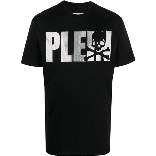 Philipp Plein t-shirt ss skull & bones con strass - nero