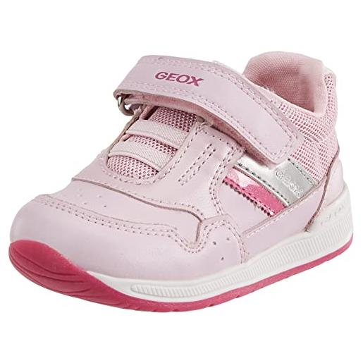 Geox b rishon girl a, scarpe da ginnastica bimba 0-24, bianco e rosa, 20 eu