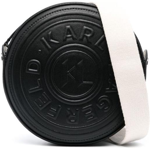Karl Lagerfeld borsa a tracolla k/circle con logo goffrato - nero