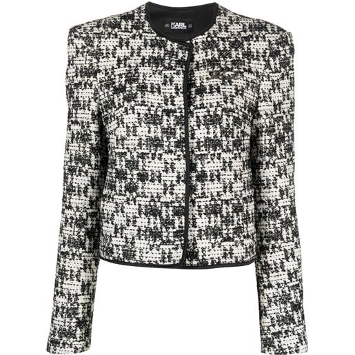 Karl Lagerfeld giacca bouclé con ricamo - nero