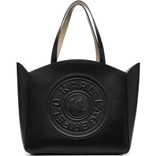 Karl Lagerfeld borsa tote k/circle grande con logo goffrato - nero