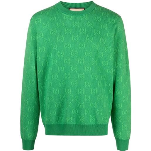 Gucci maglione con logo jacquard - verde
